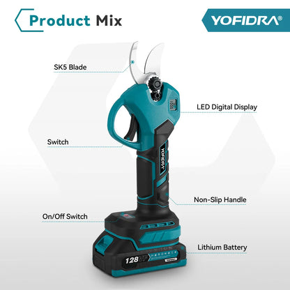 YOFIDRA 30mm Cordless Brushless Pruning Shears