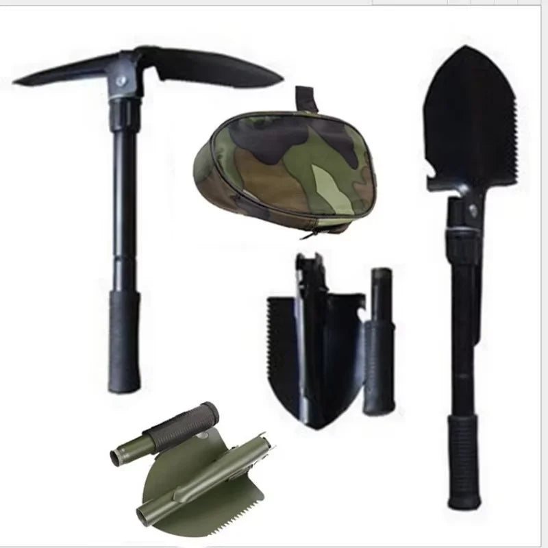 Foldable Camping Shovel – Compass, Car Mount, Storage Bag, Survival Tool