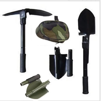Foldable Camping Shovel – Compass, Car Mount, Storage Bag, Survival Tool