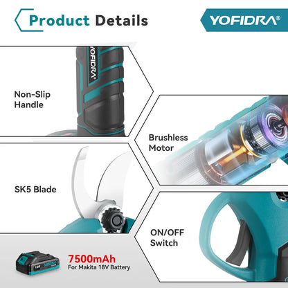 YOFIDRA 30mm Cordless Brushless Pruning Shears