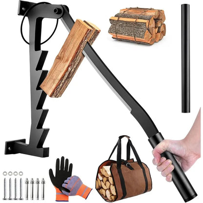 Wall Mounted Firewood Splitter with Extended Handle