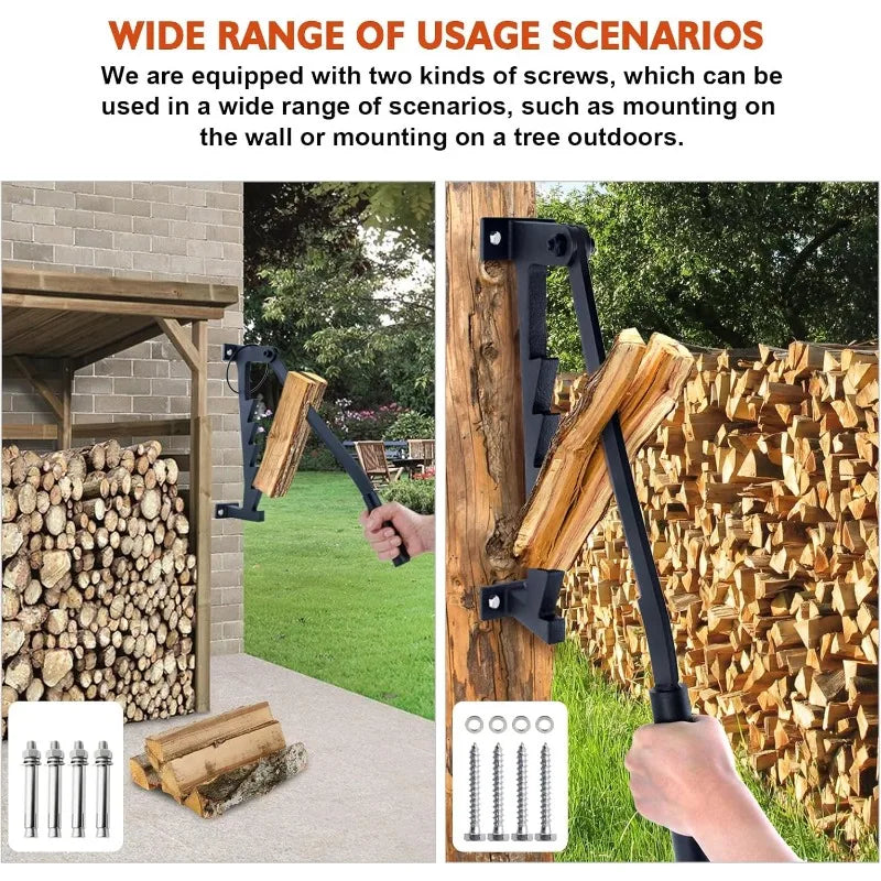 Wall Mounted Firewood Splitter with Extended Handle