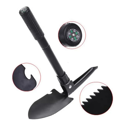 Foldable Camping Shovel – Compass, Car Mount, Storage Bag, Survival Tool